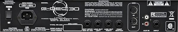 open zoom image for Fender G-DEC 30 Guitar Digital Entertainment Center Guitar Combo Amplifier (30 Watts, 1x10 in.), Rear Panel