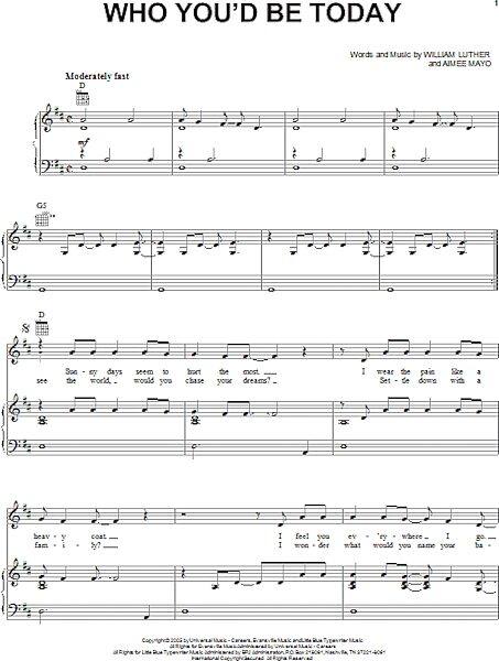 open zoom image for Who You'd Be Today - Piano/Vocal/Guitar, New, Main