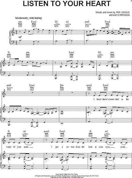 open zoom image for Listen To Your Heart - Piano/Vocal/Guitar, New, Main