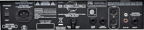 open zoom image for Fender B-DEC 30 Digital Entertainment Center Bass Combo Amplifier (30 Watts, 1x10 in.), Rear Panel