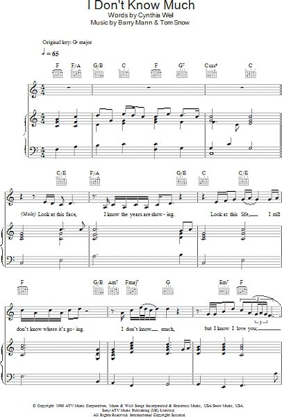 open zoom image for Don't Know Much - Piano/Vocal/Guitar, New, Main