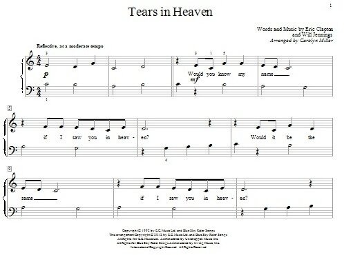 open zoom image for Tears In Heaven - Elementary Piano, New, Main
