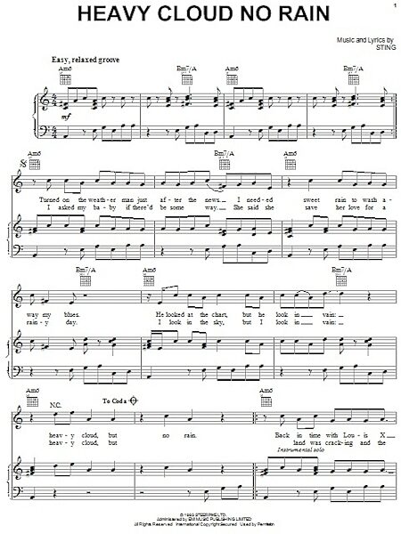 open zoom image for Heavy Cloud No Rain - Piano/Vocal/Guitar, New, Main