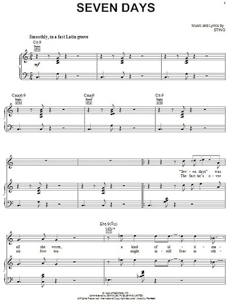 open zoom image for Seven Days - Piano/Vocal/Guitar, New, Main