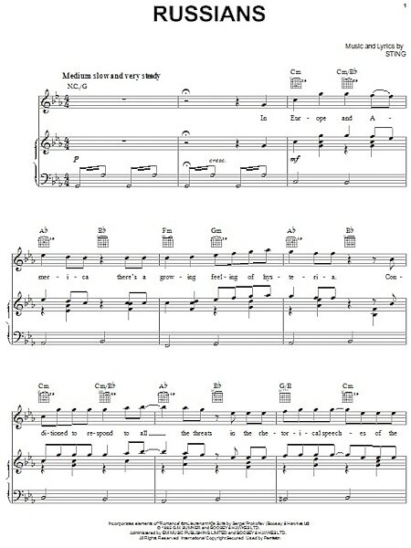 open zoom image for Russians - Piano/Vocal/Guitar, New, Main