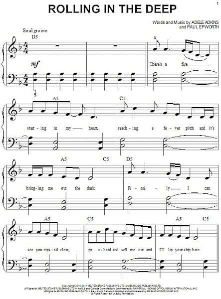 open zoom image for Rolling In The Deep - Big Note Piano, New, Main