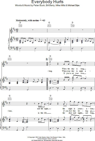 open zoom image for Everybody Hurts - Piano/Vocal/Guitar, New, Main