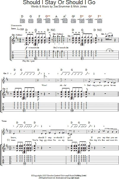 open zoom image for Should I Stay Or Should I Go - Guitar TAB, New, Main