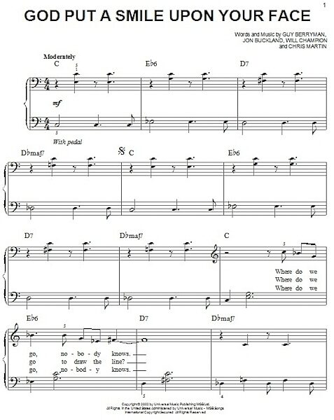 open zoom image for God Put A Smile Upon Your Face - Easy Piano, New, Main