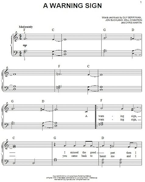 open zoom image for A Warning Sign - Easy Piano, New, Main