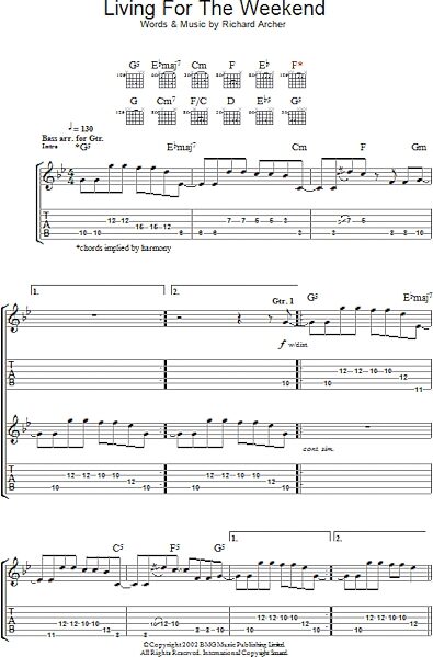 open zoom image for Living For The Weekend - Guitar TAB, New, Main