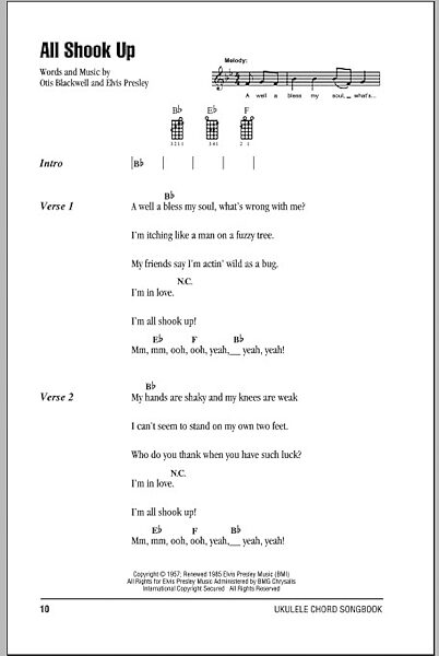 open zoom image for All Shook Up - Ukulele Chords/Lyrics, New, Main
