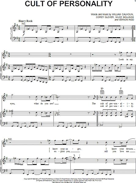 open zoom image for Cult Of Personality - Piano/Vocal/Guitar, New, Main
