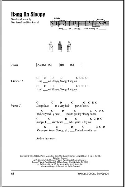 open zoom image for Hang On Sloopy - Ukulele Chords/Lyrics, New, Main