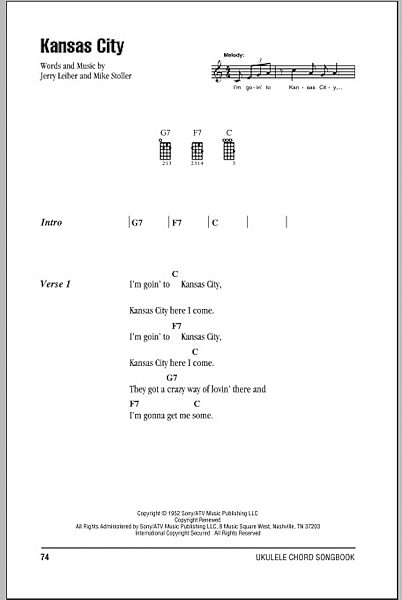open zoom image for Kansas City - Ukulele Chords/Lyrics, New, Main