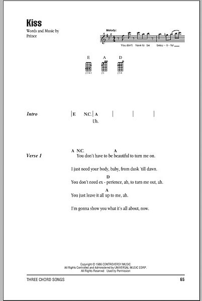 open zoom image for Kiss - Ukulele Chords/Lyrics, New, Main