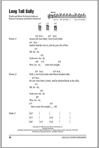 open zoom image for Long Tall Sally - Ukulele Chords/Lyrics, New, Main