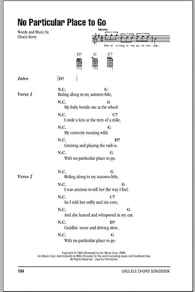 open zoom image for No Particular Place To Go - Ukulele Chords/Lyrics, New, Main