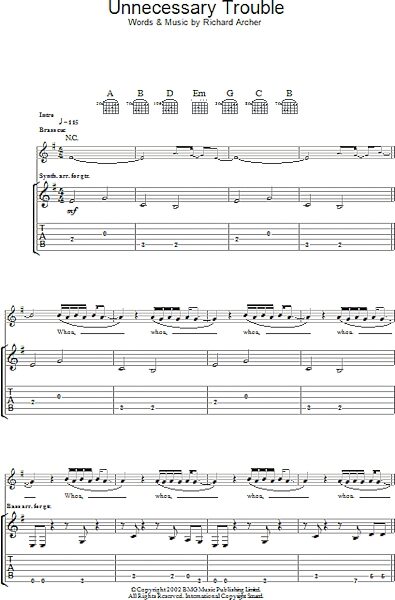 open zoom image for Unnecessary Trouble - Guitar TAB, New, Main