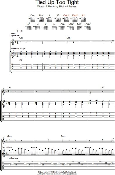 open zoom image for Tied Up Too Tight - Guitar TAB, New, Main
