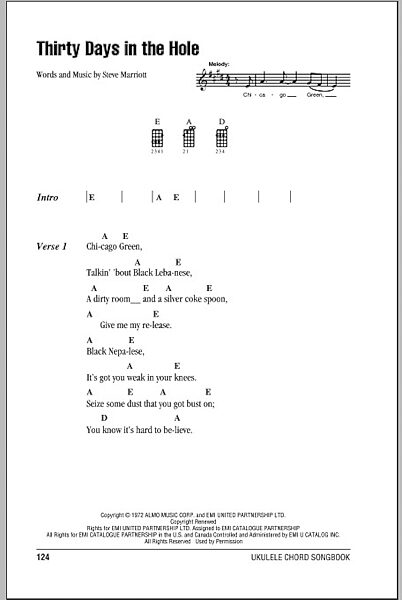 open zoom image for Thirty Days In The Hole - Ukulele Chords/Lyrics, New, Main