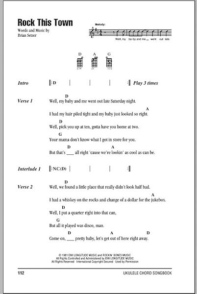 open zoom image for Rock This Town - Ukulele Chords/Lyrics, New, Main