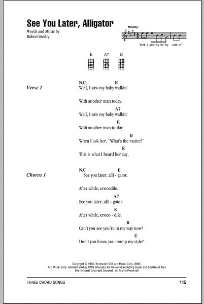 open zoom image for See You Later, Alligator - Ukulele Chords/Lyrics, New, Main