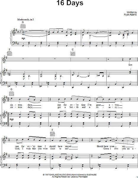 open zoom image for 16 Days - Piano/Vocal/Guitar, New, Main