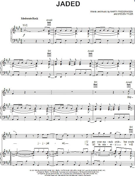 open zoom image for Jaded - Piano/Vocal/Guitar, New, Main