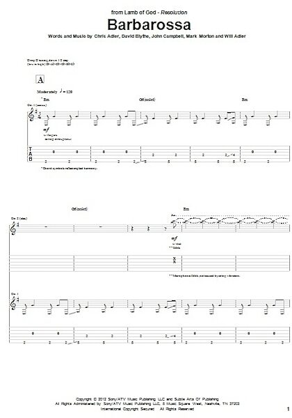 open zoom image for Barbarossa - Guitar TAB, New, Main