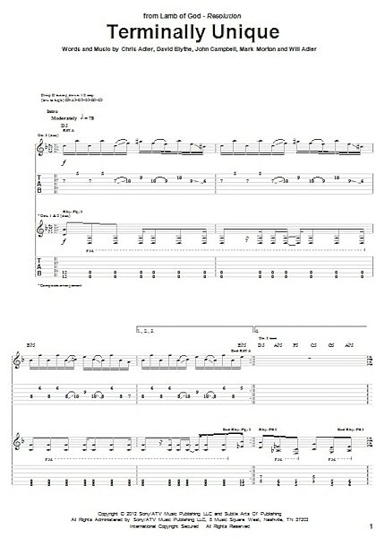 open zoom image for Terminally Unique - Guitar TAB, New, Main