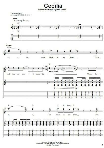 open zoom image for Cecilia - Guitar Tab Play-Along, New, Main