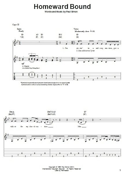 open zoom image for Homeward Bound - Guitar Tab Play-Along, New, Main