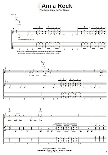 open zoom image for I Am A Rock - Guitar Tab Play-Along, New, Main
