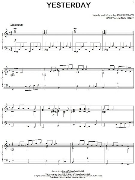 open zoom image for Yesterday - Piano Solo, New, Main
