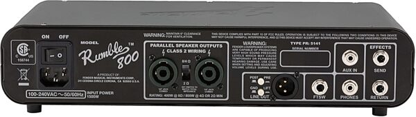 open zoom image for Fender Rumble 800 HD Bass Amplifier Head (800 Watts), New, Back