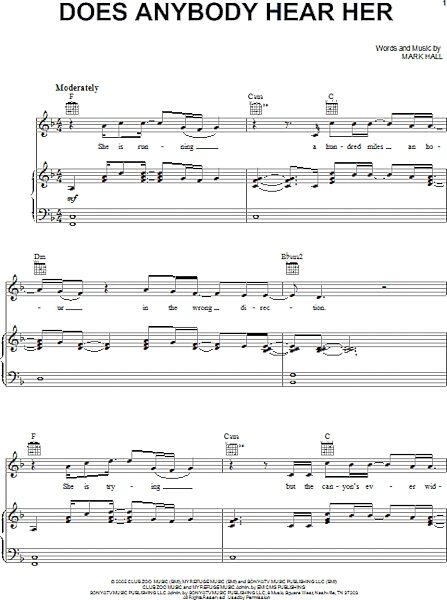 open zoom image for Does Anybody Hear Her - Piano/Vocal/Guitar, New, Main
