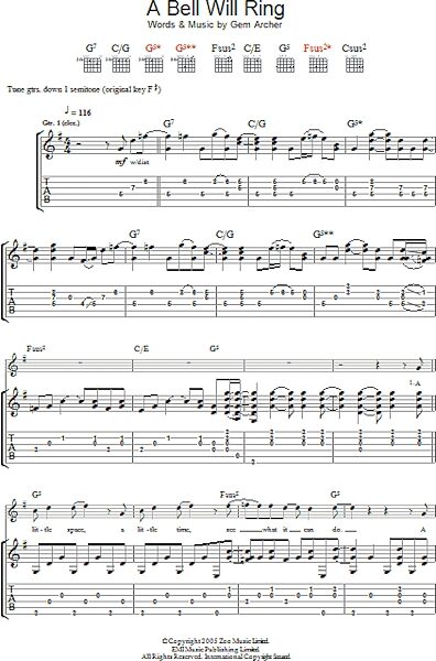open zoom image for A Bell Will Ring - Guitar TAB, New, Main