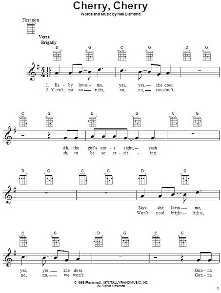 open zoom image for Cherry, Cherry - Ukulele, New, Main