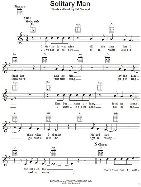 open zoom image for Solitary Man - Ukulele, New, Main