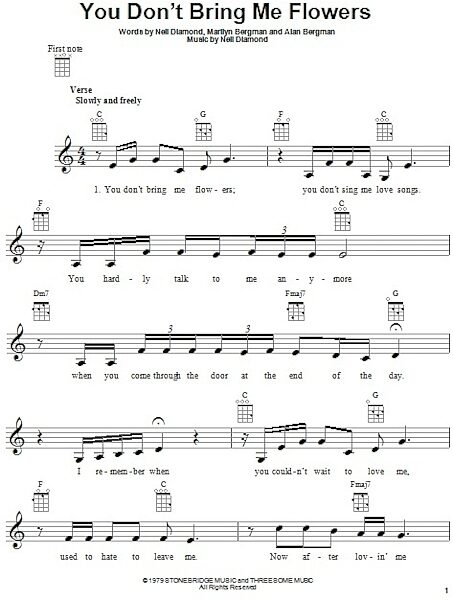 open zoom image for You Don't Bring Me Flowers - Ukulele, New, Main