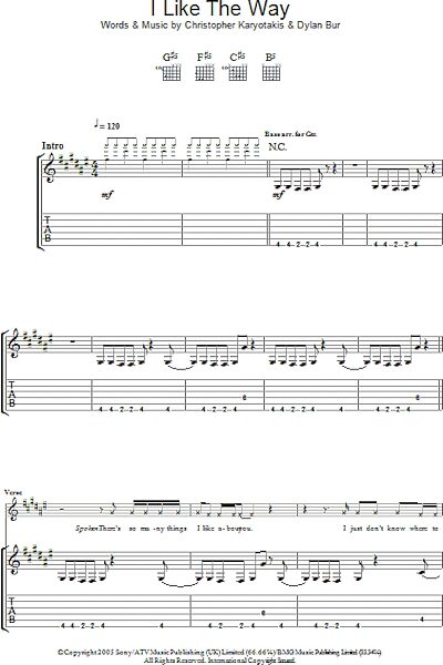 open zoom image for I Like The Way - Guitar TAB, New, Main
