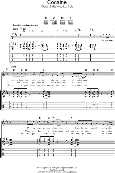 open zoom image for Cocaine - Guitar TAB, New, Main