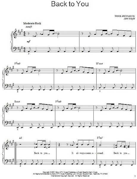 open zoom image for Back To You - Easy Piano, New, Main