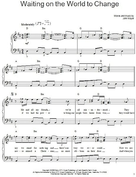 open zoom image for Waiting On The World To Change - Easy Piano, New, Main