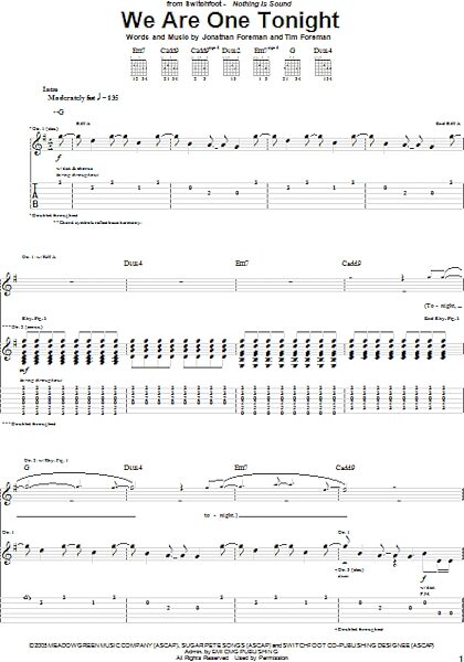 open zoom image for We Are One Tonight - Guitar TAB, New, Main
