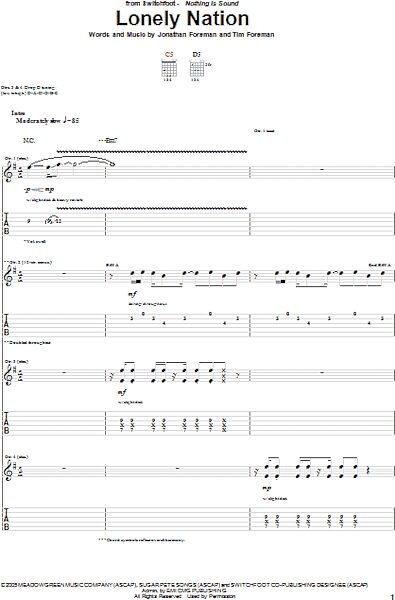 open zoom image for Lonely Nation - Guitar TAB, New, Main