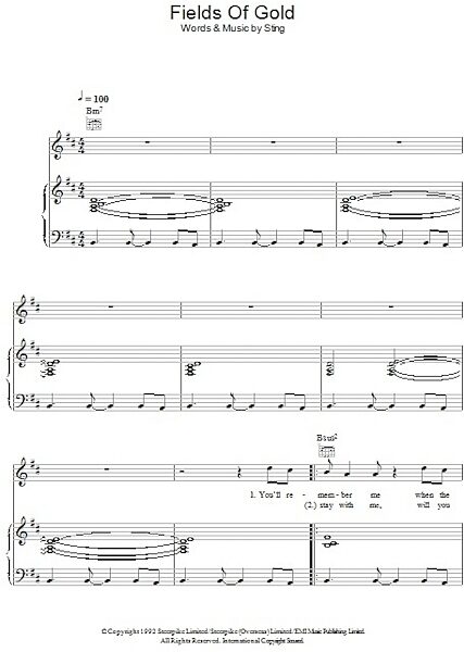 open zoom image for Fields Of Gold - Piano/Vocal/Guitar, New, Main