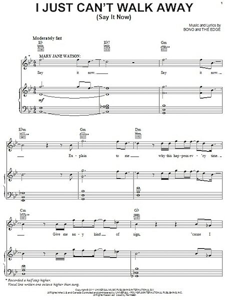 open zoom image for I Just Can't Walk Away (Say It Now) - Piano/Vocal/Guitar, New, Main