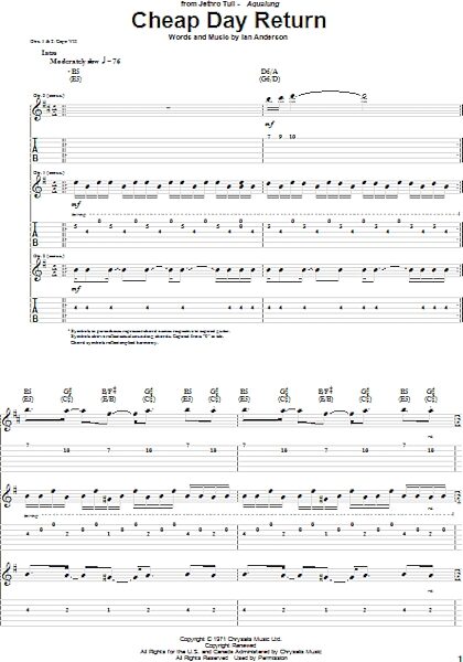 open zoom image for Cheap Day Return - Guitar TAB, New, Main